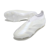 Chuteira Campo Adidas Predator 30 Elite Sem Cadarço FG Branca e Cinza - VENI Futebol